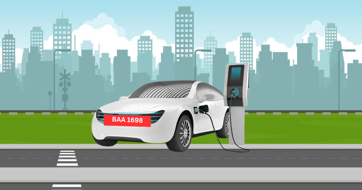An electric car being charged.